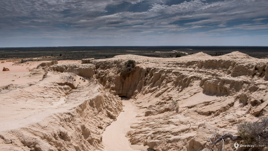 narrow valley formed by erroded sand in australian outback