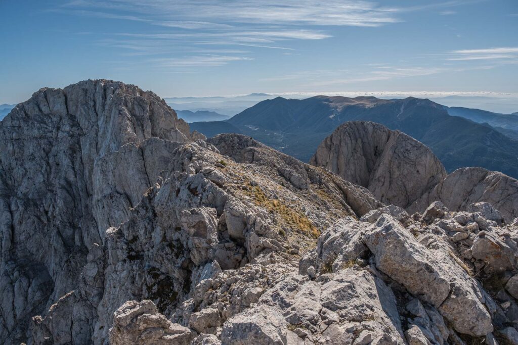 views from the summit of the limestone ridge mountain