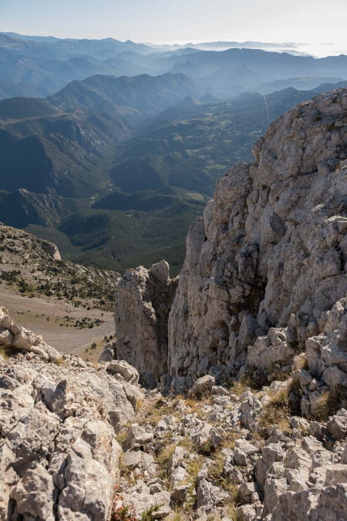 steep scree descend from the mountain