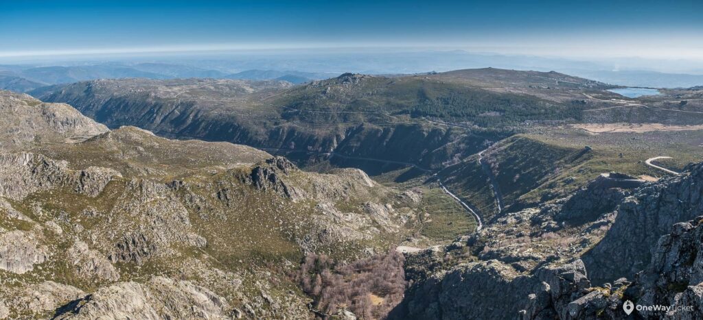 View to the mountain valley and surrounding summits