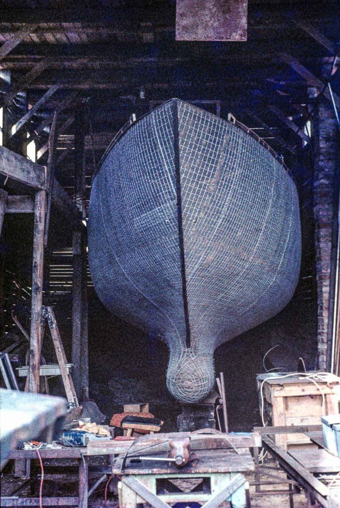 hull of the semi finished sailboat